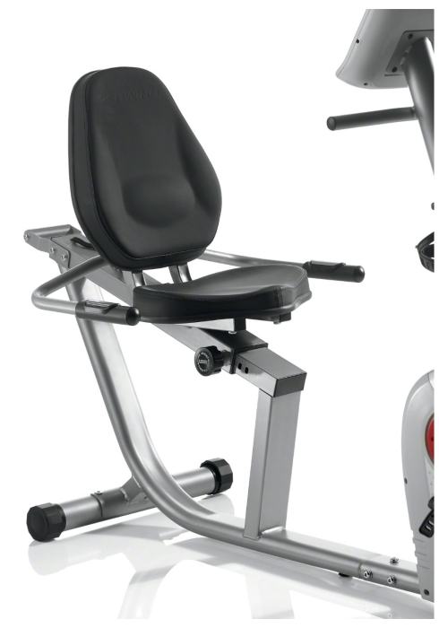 The well padded and contoured seat can slide through a variety of positions to find a setting that best suits your height and cycling preference