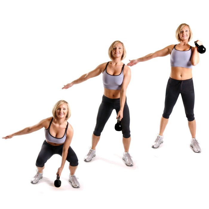 Kettlebell half get-ups and one-arm kettlebell snatches are excellent exercises for developing full body strength