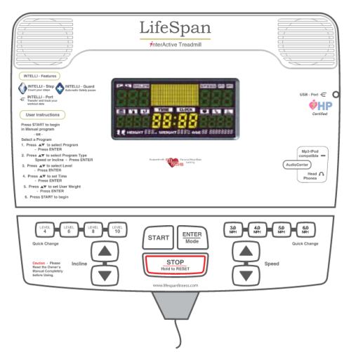 The LifeSpan TR 1200i display console features a smaller screen than many machines, but still allows you to keep track of important workout information