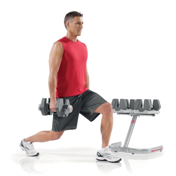 From bicep curls to lunges, the Universal Power-Pak 445 Dumbbells create more than 30 exercise possibilities