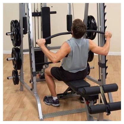 The Body Solid Series 7 goes far beyond a smith machine, also providing a set of high and low cable pulleys