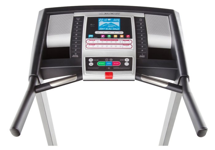 The 590 T treadmill console features Quick Select buttons for the speed and incline settings
