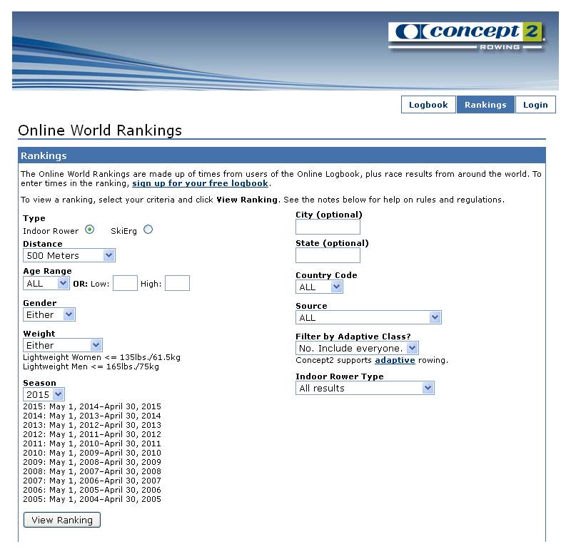 Keep up to date with the world rankings using the free online LogBook
