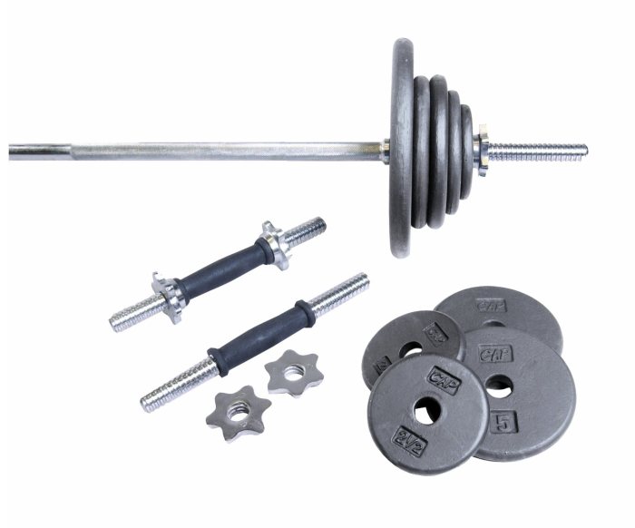 CAP Barbell 110 lb Weight Set, Regular Grey