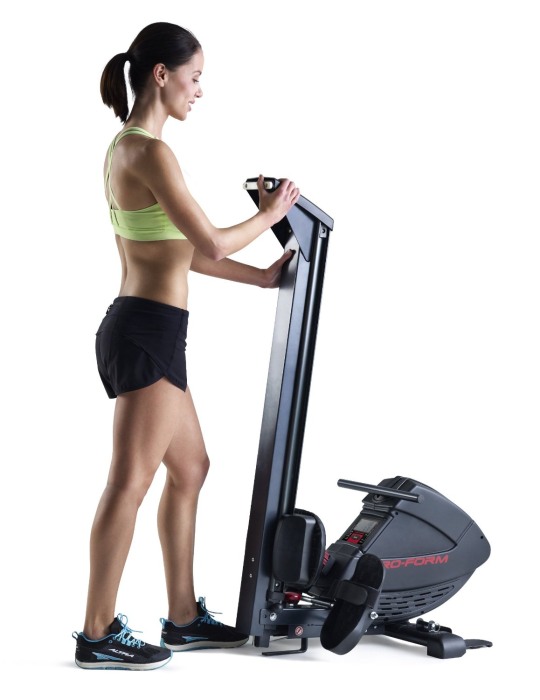 The glide rail for the ProForm 440R Rowing Machine can be quickly folded to make the best use of space when not in use