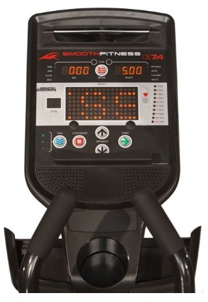 The display console features 3 LCD screens, the largest of which displays your current training profile