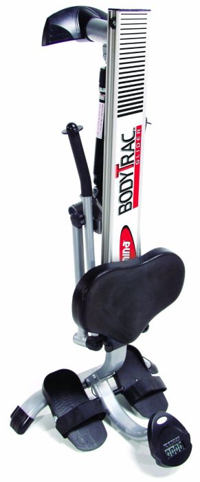 The compact frame of the rowing machine can be folded vertically for easier storage