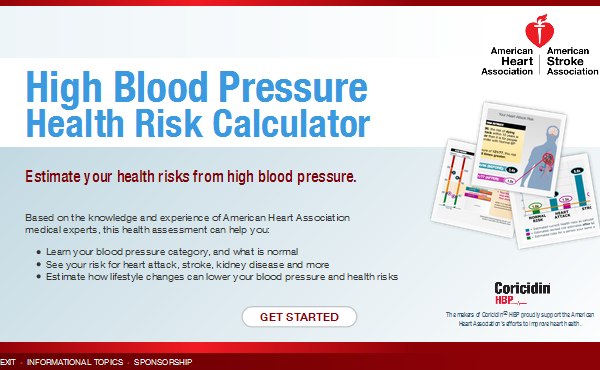 High Blood Pressure Health Risk Calculator from the American Heart Association