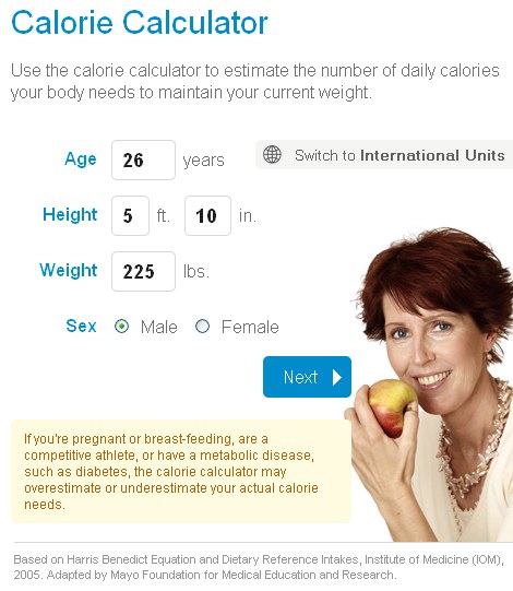 Mayo Clinic Daily Caloric Intake Calculator