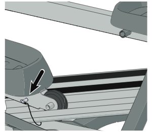 The locking pin ensures the pedals remain stationary when not in use