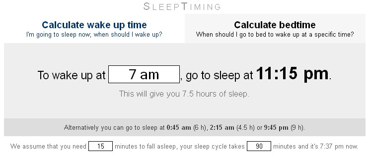 SleepTiming Sleep Cycle Calculator