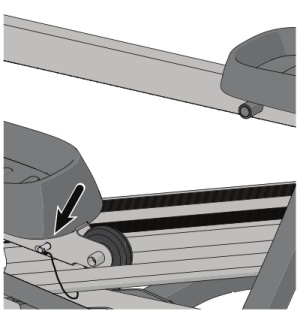A locking pin under the pedal prevents unwanted movement in the handles when not in use