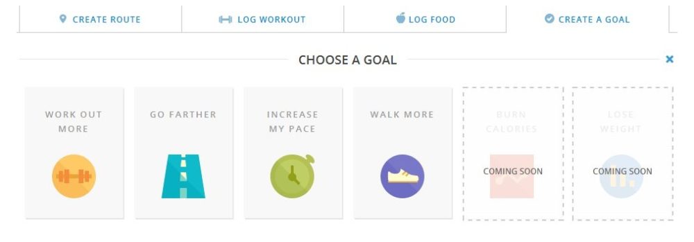 MapMyWalk goal setting
