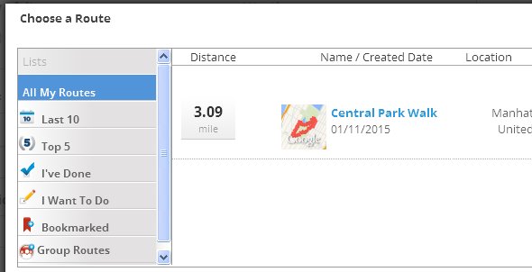 You can choose to map a new route, or select one you've previously created
