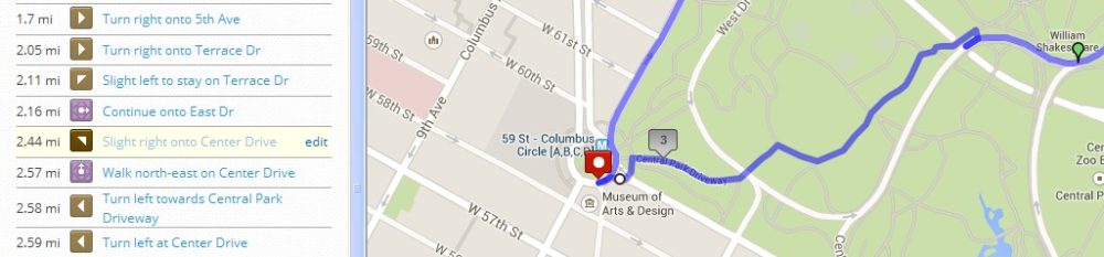 A list of directions can be viewed on your smartphone