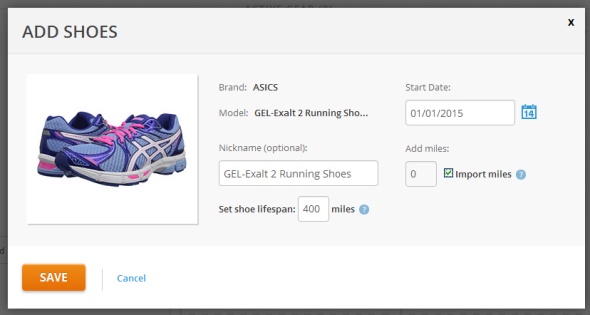 Gear Tracker allows you to track the life of your running shoes
