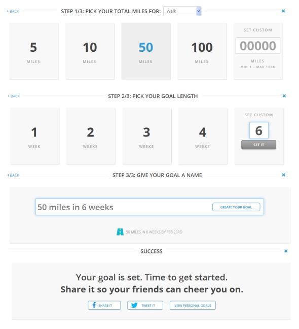 MapMyWalk - Setting a 'Go Farther' goal