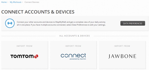 MapMyWalk supports workout data import from a number of external devices and popular fitness apps