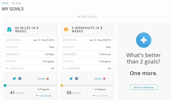 You can view past and active goals via your profile