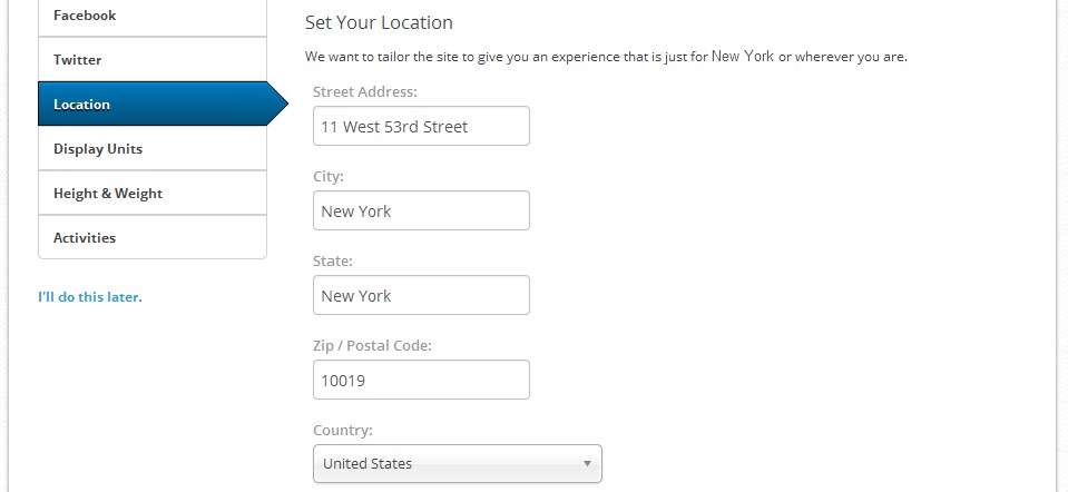 The location stored in your MapMyWalk profile is used as the default start point in future route planning