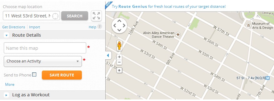 Mapping a walking route using the manual route creation option