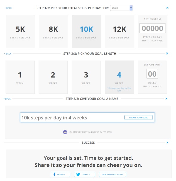 MapMyWalk - Setting a 'Walk More' goal