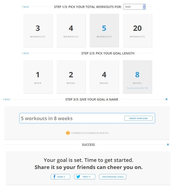 MapMyWalk - Setting a 'Work Out More' goal