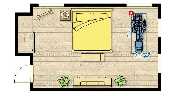 Floor plan of the EFX 245 Elliptical in a room measuring 20'W x 13'D
