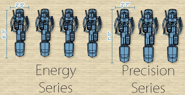 The Precor Energy series ellipticals have a smaller footprint than those in the Precision series