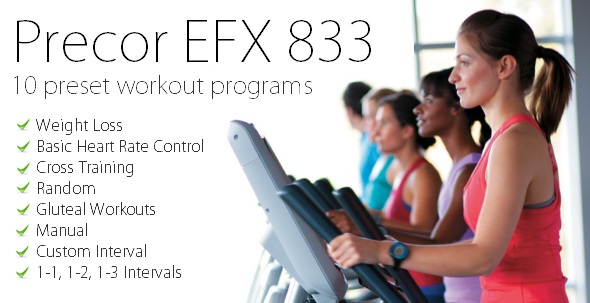 The EFX 833 features 10 workout programs in 6 categories