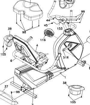 A technical drawing from the assembly instructions in the user manual