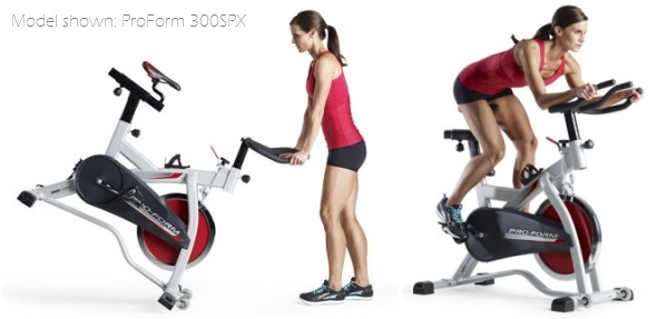 Indoor cycling bikes will often have transport wheels attached to the front base stabilizer