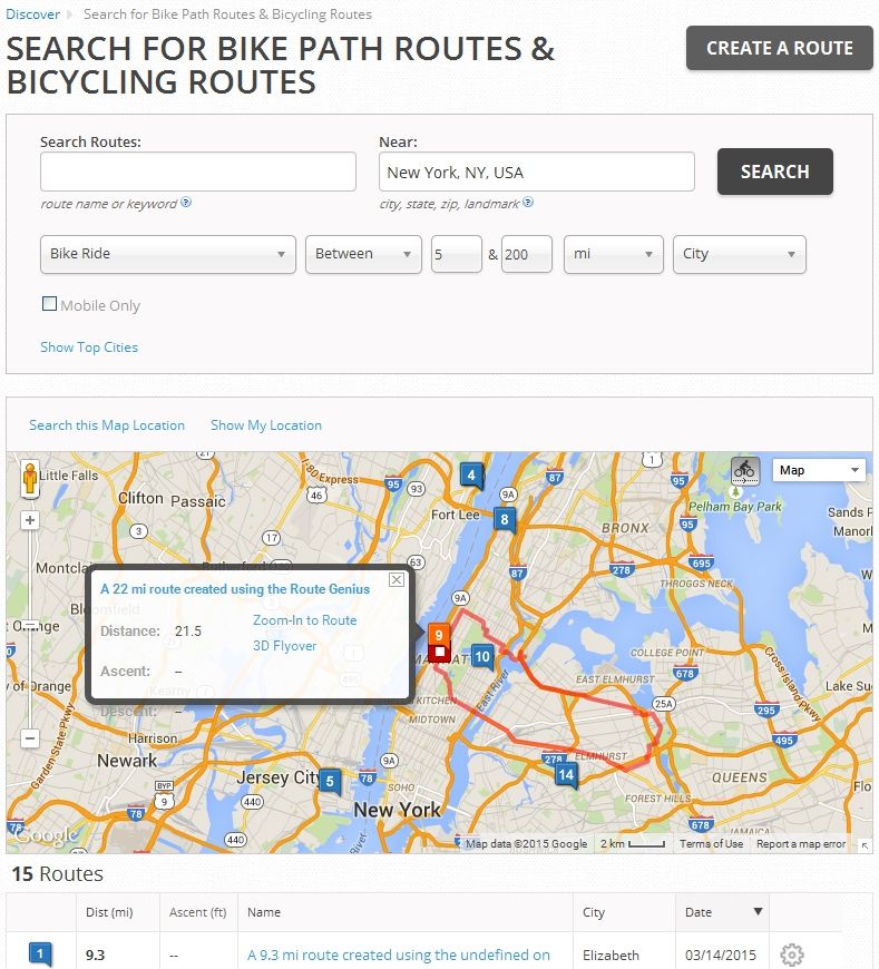 You can discover new cycling routes in your local city, many of which have been created with Route Genius