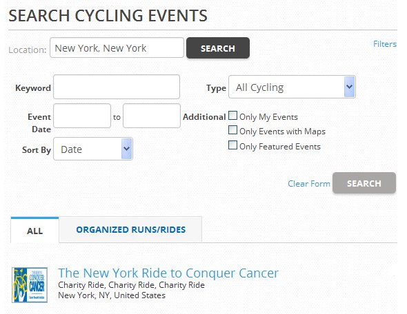 You can search for cycling events local to your area