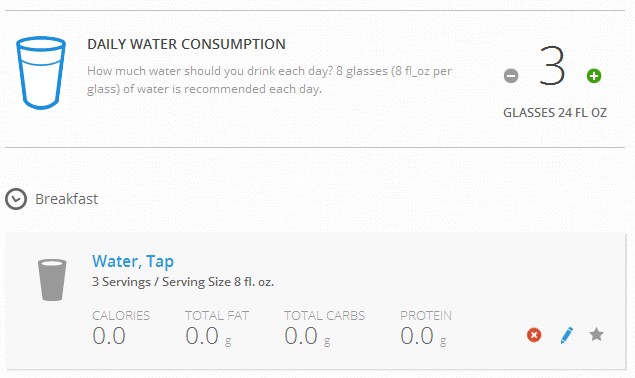 Logging water consumption with MapMyRide