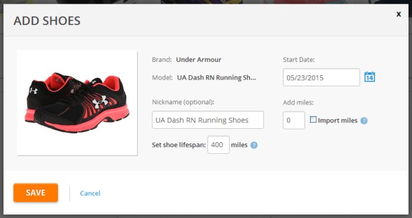 Gear Tracker allows you to assign a lifespan to your shoes, but this isn't going to be accurate for miles cycled