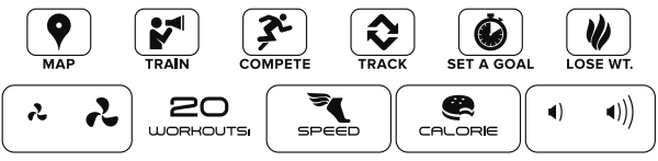 The 20 onboard workouts are tailored towards calorie burning and performance