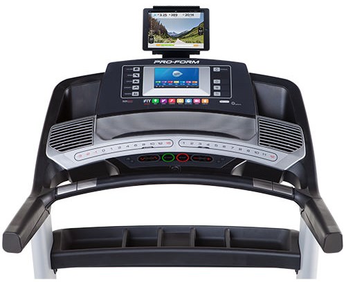 The Pro 5000 treadmill console features a 7-inch full-color web-enabled touchscreen