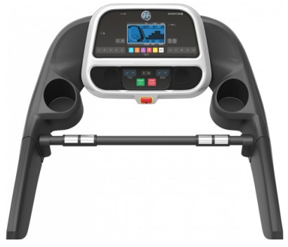 The Adventure 5 treadmill features an extra-wide blue LCD display