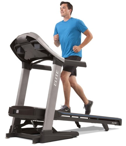 The Horizon Elite T9 treadmill features an extra large 20-inch x 60-inch running area