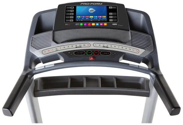 The Pro 4500 treadmill console features a 10-inch full-color, web-enabled touchscreen