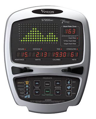 The Vision S7200 console features a built-in Polar® heart rate receiver