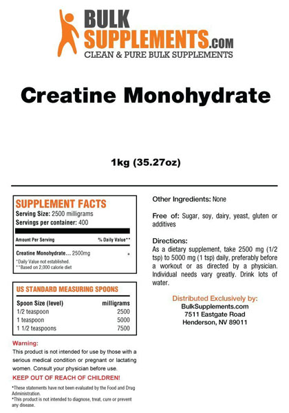 Bulk Supplements Creatine ingredients