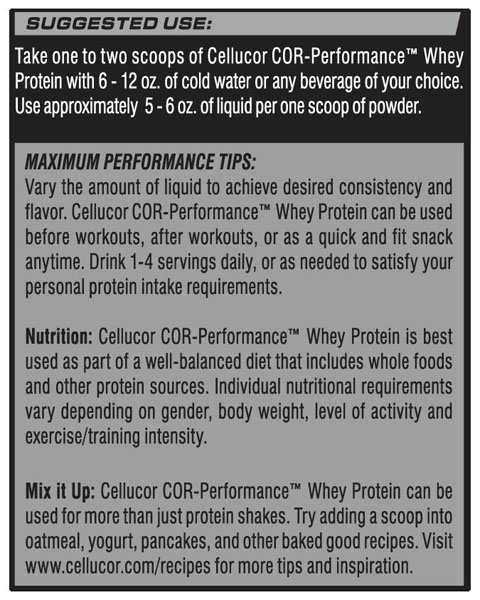 Cellucor Cor-Performance Whey Serving Suggestions