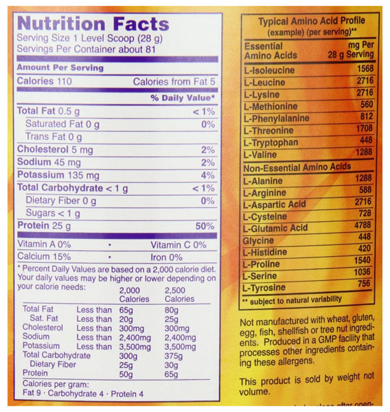 NOW Foods Whey Isolate Ingredients
