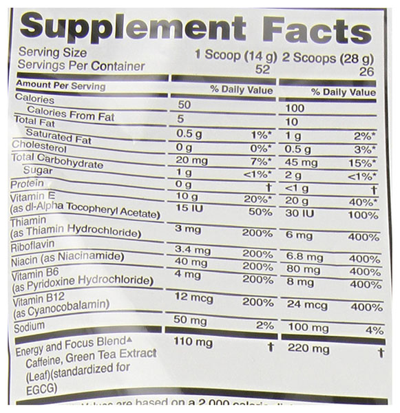Optimum Nutrition Protein Energy Ingredients