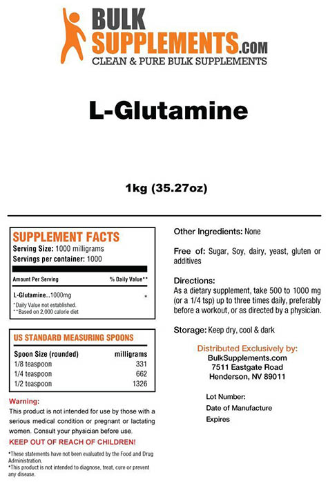 Bulk Supplements Pure L-Glutamine Ingredients