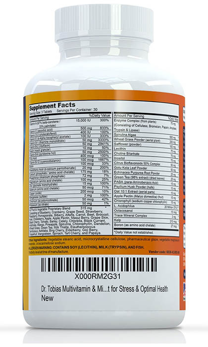 Dr. Tobias Vitality Multivitamin Ingredients