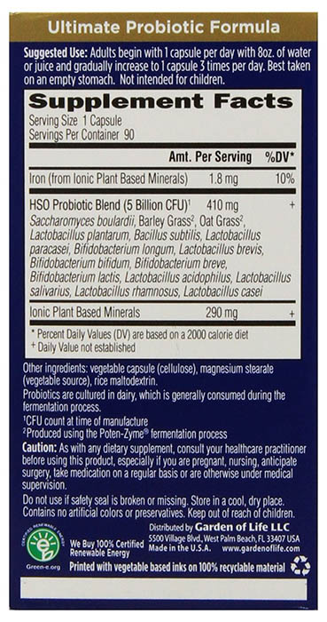 Garden of Life Primal Defense Ingredients