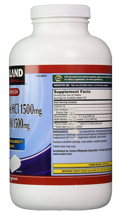Kirkland Signature Glucosamine Ingredients